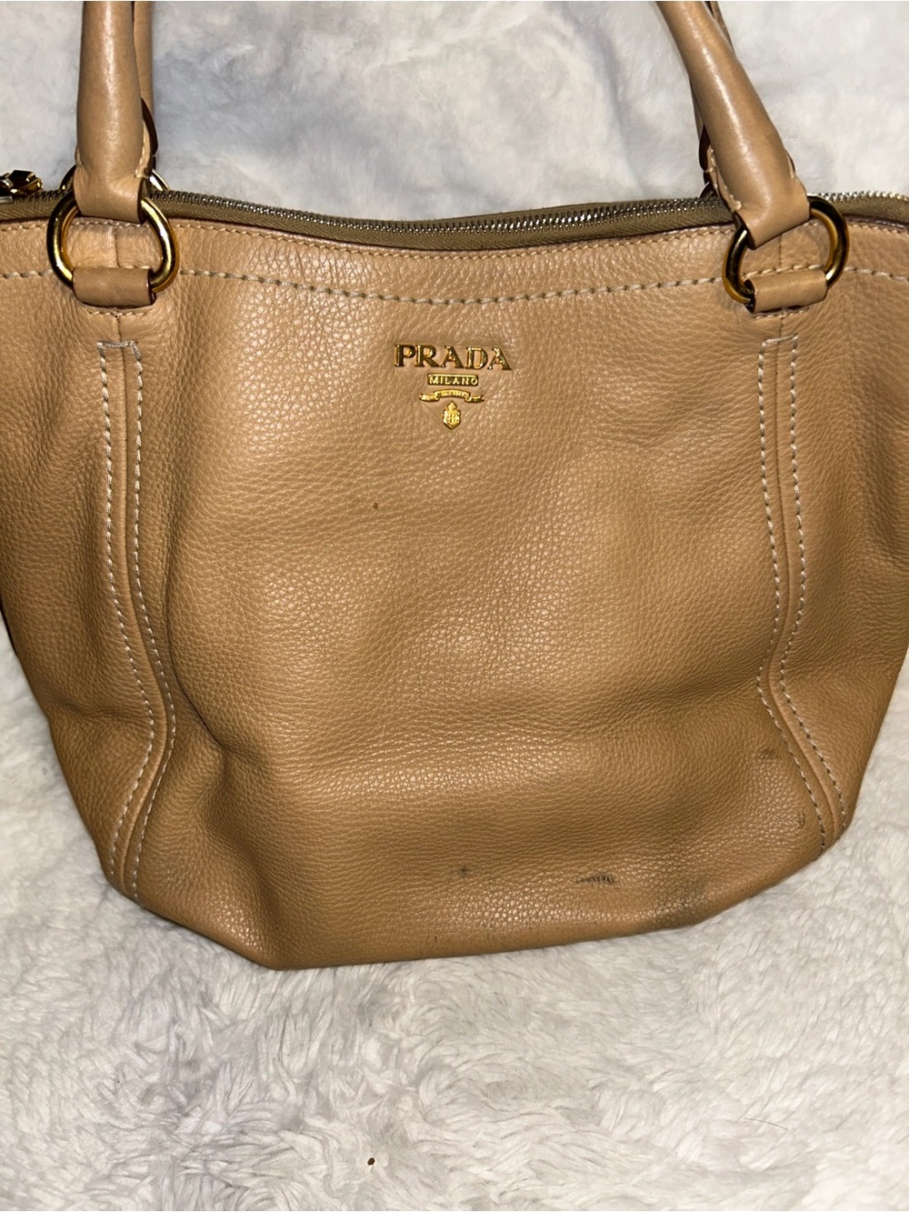Prada‎ Beige Tan Vitello Daino Tote Bag